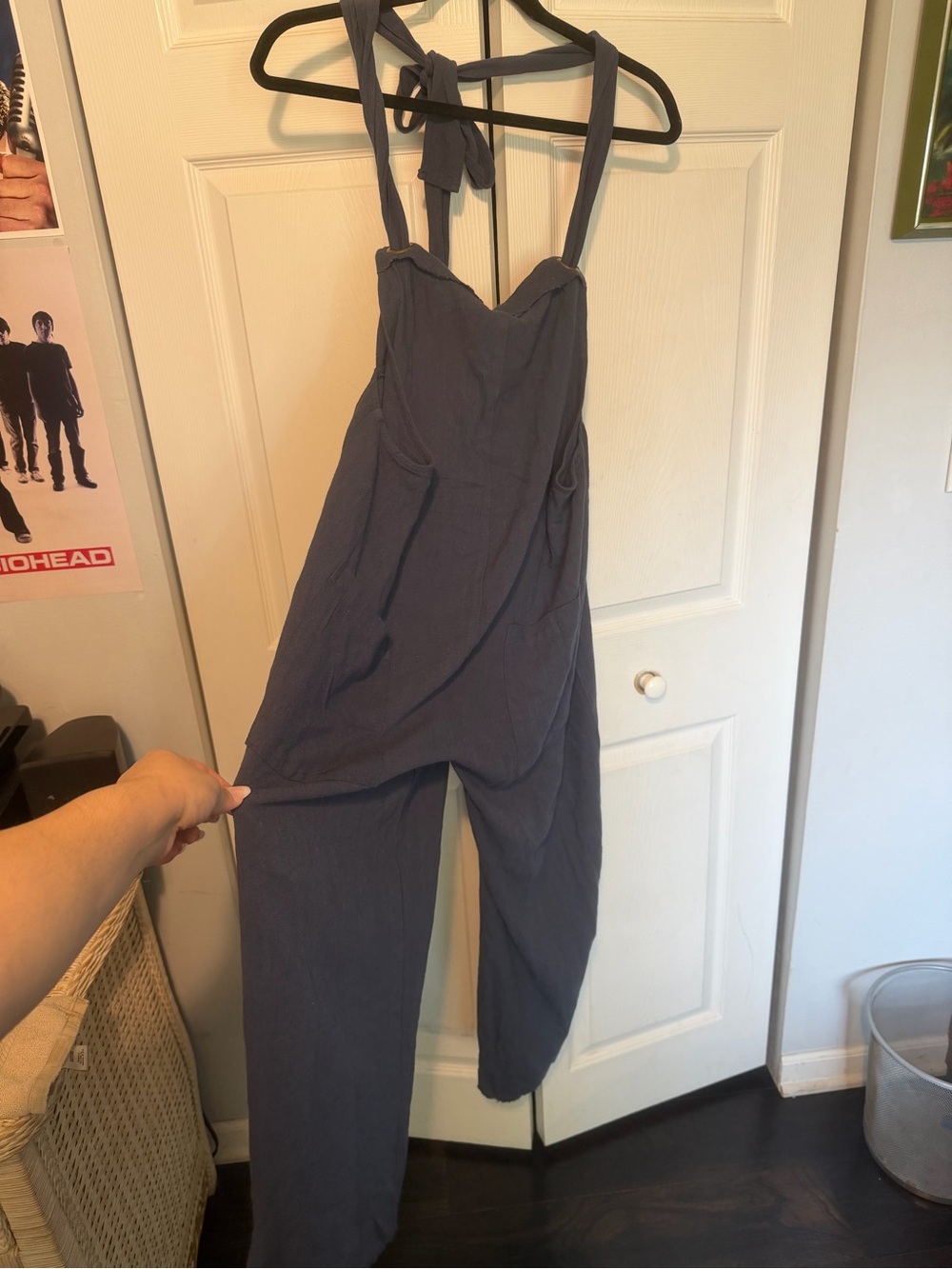 Natural life Sleeveless Navy Jumpsuit with Tie Straps